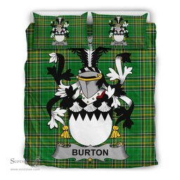 Irish Burton Coat of Arms Family Crest Ireland Bedding Set Irish National Tartan Irish County Bedding Set Duvet Covers