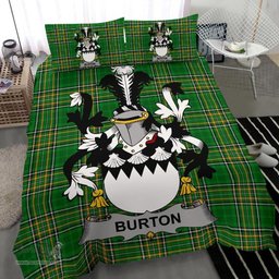 Irish Burton Coat of Arms Family Crest Ireland Bedding Set Irish National Tartan Irish County Bedding Set Duvet Covers