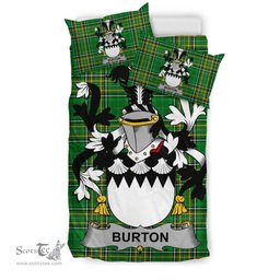 Irish Burton Coat of Arms Family Crest Ireland Bedding Set Irish National Tartan Irish County Bedding Set Duvet Covers