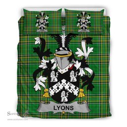 Irish Lyons or Lyne Coat of Arms Family Crest Ireland Bedding Set Irish National Tartan Irish County Bedding Set Duvet Covers