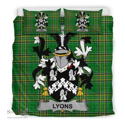Irish Lyons or Lyne Coat of Arms Family Crest Ireland Bedding Set Irish National Tartan Irish County Bedding Set Duvet Covers