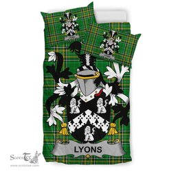 Irish Lyons or Lyne Coat of Arms Family Crest Ireland Bedding Set Irish National Tartan Irish County Bedding Set Duvet Covers