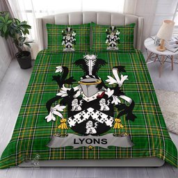 Irish Lyons or Lyne Coat of Arms Family Crest Ireland Bedding Set Irish National Tartan Irish County Bedding Set Duvet Covers