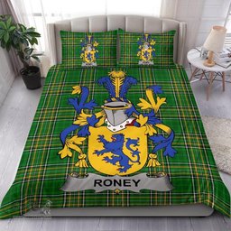 Irish Roney or O'Rooney Coat of Arms Family Crest Ireland Bedding Set Irish National Tartan Irish County Bedding Set Duvet Covers