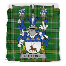 Irish Rutledge Coat of Arms Family Crest Ireland Bedding Set Irish National Tartan Irish County Bedding Set Duvet Covers
