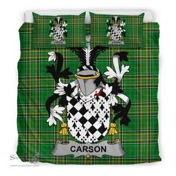Irish Carson Coat of Arms Family Crest Ireland Bedding Set Irish National Tartan Irish County Bedding Set Duvet Covers