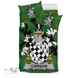 Irish Carson Coat of Arms Family Crest Ireland Bedding Set Irish National Tartan Irish County Bedding Set Duvet Covers