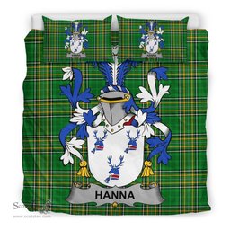 Irish Hanna or O'Hanna Coat of Arms Family Crest Ireland Bedding Set Irish National Tartan Irish County Bedding Set Duvet Covers