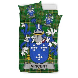 Irish Vincent Coat of Arms Family Crest Ireland Bedding Set Irish National Tartan Irish County Bedding Set Duvet Covers