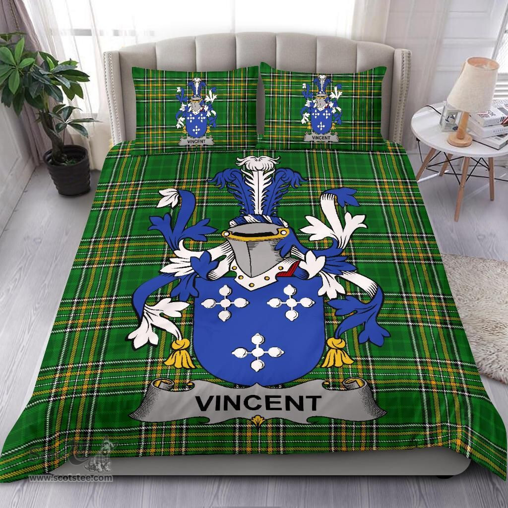Irish Vincent Coat of Arms Family Crest Ireland Bedding Set Irish National Tartan Irish County Bedding Set Duvet Covers
