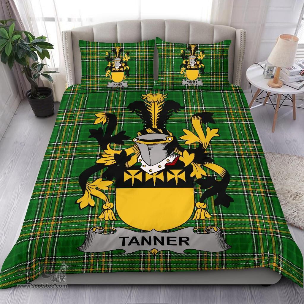 Irish Tanner Coat of Arms Family Crest Ireland Bedding Set Irish National Tartan Irish County Bedding Set Duvet Covers