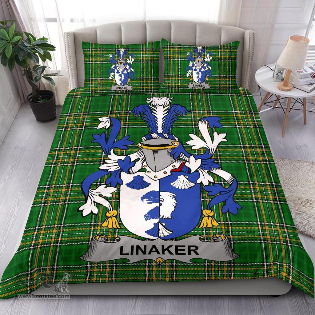 Irish Linaker Coat of Arms Family Crest Ireland Bedding Set Irish National Tartan Irish County Bedding Set Duvet Covers