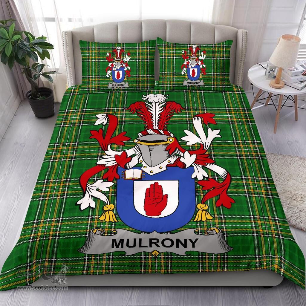 Irish Mulrony or O'Mulroney Coat of Arms Family Crest Ireland Bedding Set Irish National Tartan Irish County Bedding Set Duvet Covers