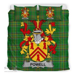 Irish Powell Coat of Arms Family Crest Ireland Bedding Set Irish National Tartan Irish County Bedding Set Duvet Covers