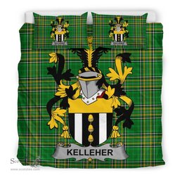 Irish Kelleher or O'Kelleher Coat of Arms Family Crest Ireland Bedding Set Irish National Tartan Irish County Bedding Set Duvet Covers