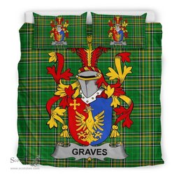 Irish Graves or Greaves Coat of Arms Family Crest Ireland Bedding Set Irish National Tartan Irish County Bedding Set Duvet Covers