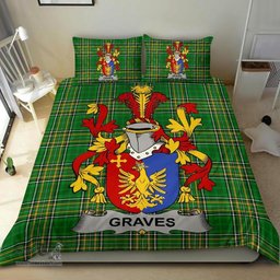 Irish Graves or Greaves Coat of Arms Family Crest Ireland Bedding Set Irish National Tartan Irish County Bedding Set Duvet Covers