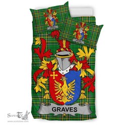 Irish Graves or Greaves Coat of Arms Family Crest Ireland Bedding Set Irish National Tartan Irish County Bedding Set Duvet Covers