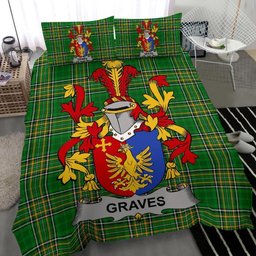 Irish Graves or Greaves Coat of Arms Family Crest Ireland Bedding Set Irish National Tartan Irish County Bedding Set Duvet Covers