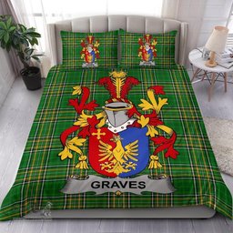 Irish Graves or Greaves Coat of Arms Family Crest Ireland Bedding Set Irish National Tartan Irish County Bedding Set Duvet Covers
