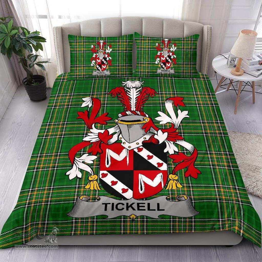 Irish Tickell Coat of Arms Family Crest Ireland Bedding Set Irish National Tartan Irish County Bedding Set Duvet Covers