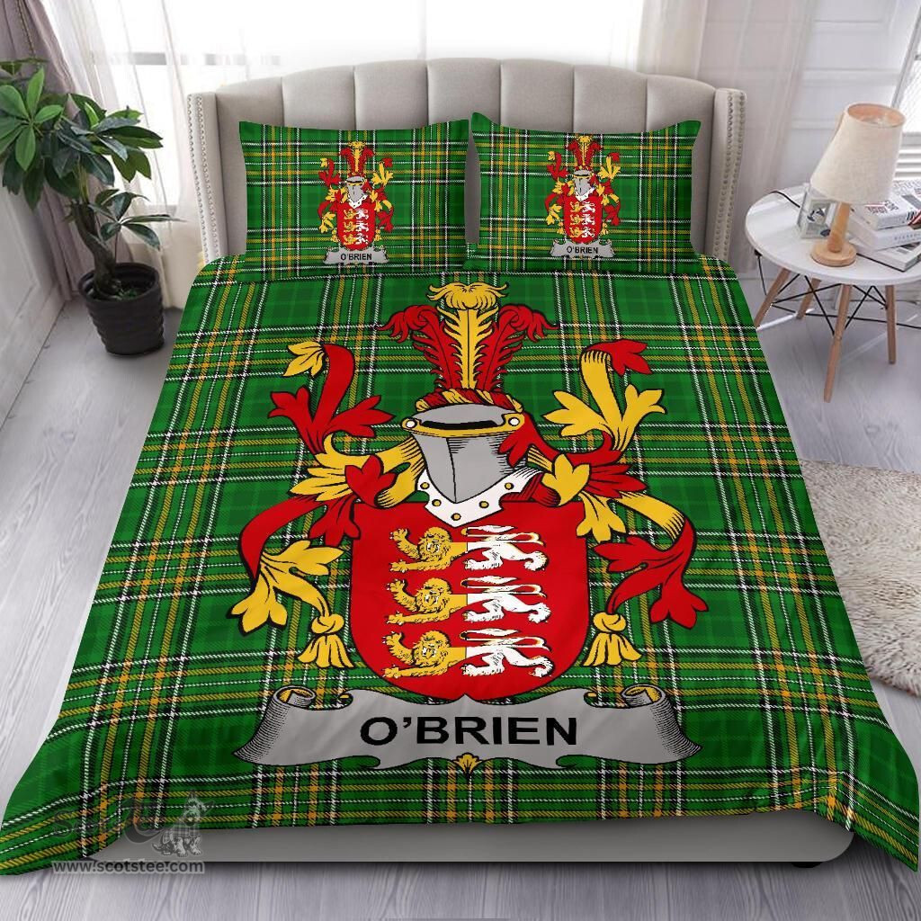 Irish Brien or O'Brien Coat of Arms Family Crest Ireland Bedding Set Irish National Tartan Irish County Bedding Set Duvet Covers