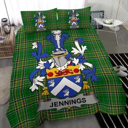 Irish Jennings or Jennyns Coat of Arms Family Crest Ireland Bedding Set Irish National Tartan Irish County Bedding Set Duvet Covers
