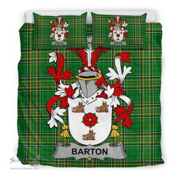 Irish Barton Coat of Arms Family Crest Ireland Bedding Set Irish National Tartan Irish County Bedding Set Duvet Covers