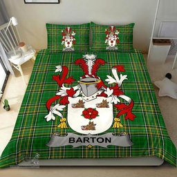 Irish Barton Coat of Arms Family Crest Ireland Bedding Set Irish National Tartan Irish County Bedding Set Duvet Covers