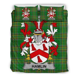 Irish Hamlin or O'Hamlin Coat of Arms Family Crest Ireland Bedding Set Irish National Tartan Irish County Bedding Set Duvet Covers