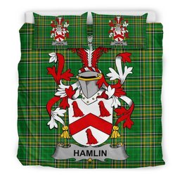 Irish Hamlin or O'Hamlin Coat of Arms Family Crest Ireland Bedding Set Irish National Tartan Irish County Bedding Set Duvet Covers