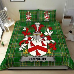 Irish Hamlin or O'Hamlin Coat of Arms Family Crest Ireland Bedding Set Irish National Tartan Irish County Bedding Set Duvet Covers