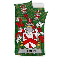 Irish Hamlin or O'Hamlin Coat of Arms Family Crest Ireland Bedding Set Irish National Tartan Irish County Bedding Set Duvet Covers