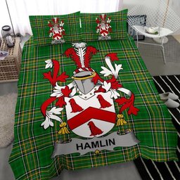 Irish Hamlin or O'Hamlin Coat of Arms Family Crest Ireland Bedding Set Irish National Tartan Irish County Bedding Set Duvet Covers