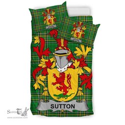 Irish Sutton Coat of Arms Family Crest Ireland Bedding Set Irish National Tartan Irish County Bedding Set Duvet Covers