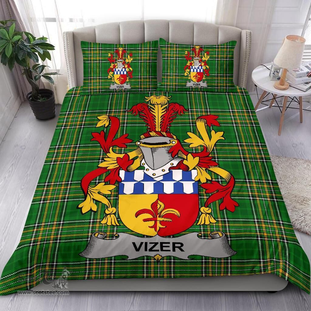 Irish Vizer Coat of Arms Family Crest Ireland Bedding Set Irish National Tartan Irish County Bedding Set Duvet Covers