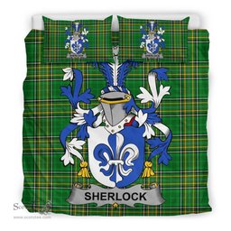 Irish Sherlock Coat of Arms Family Crest Ireland Bedding Set Irish National Tartan Irish County Bedding Set Duvet Covers