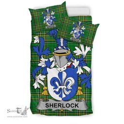 Irish Sherlock Coat of Arms Family Crest Ireland Bedding Set Irish National Tartan Irish County Bedding Set Duvet Covers