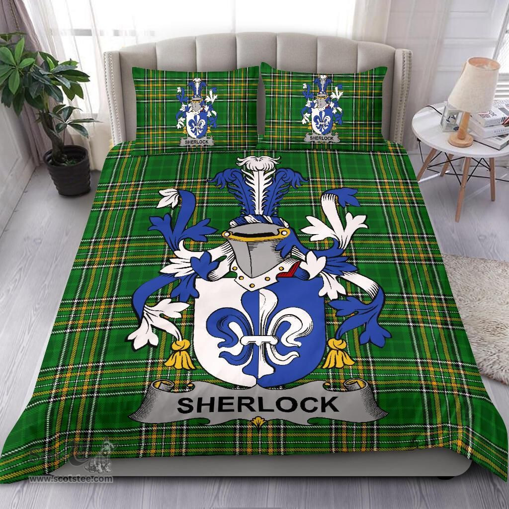 Irish Sherlock Coat of Arms Family Crest Ireland Bedding Set Irish National Tartan Irish County Bedding Set Duvet Covers