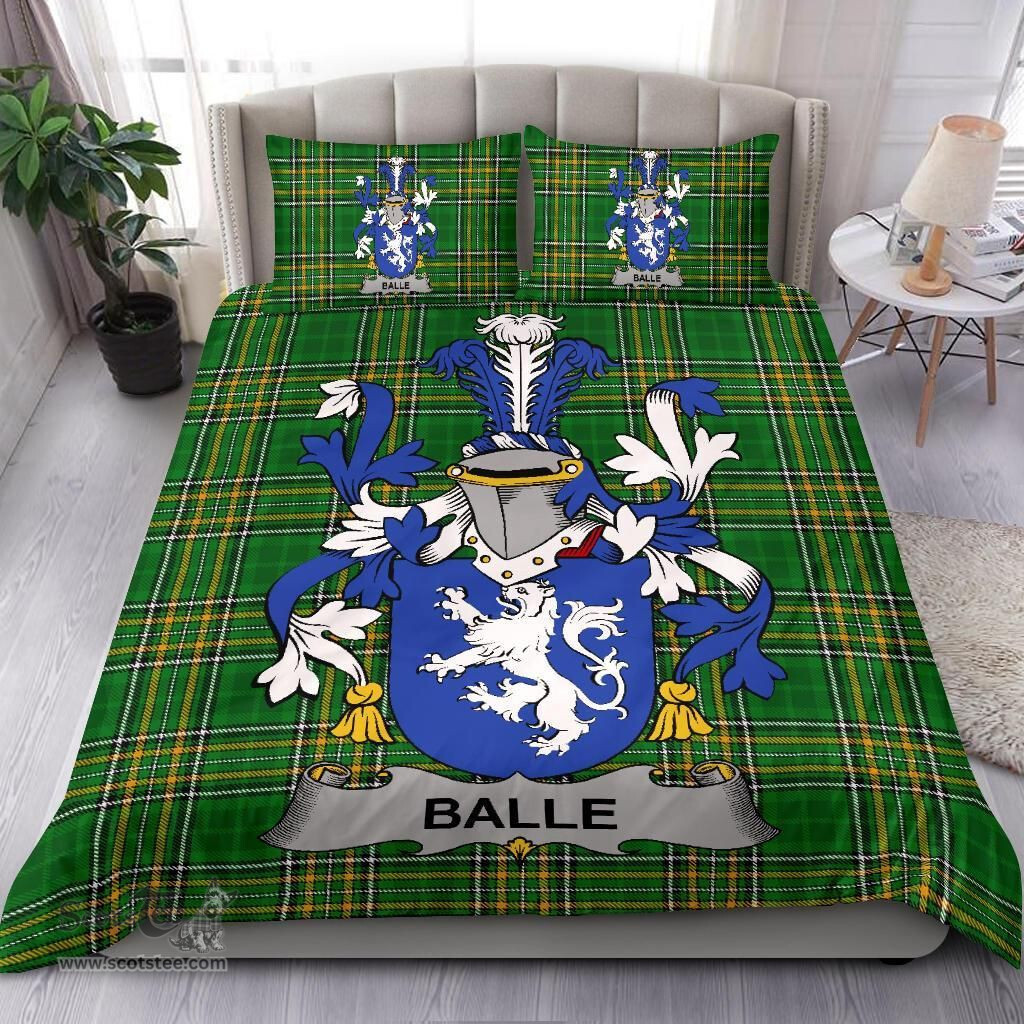 Irish Balle Coat of Arms Family Crest Ireland Bedding Set Irish National Tartan Irish County Bedding Set Duvet Covers
