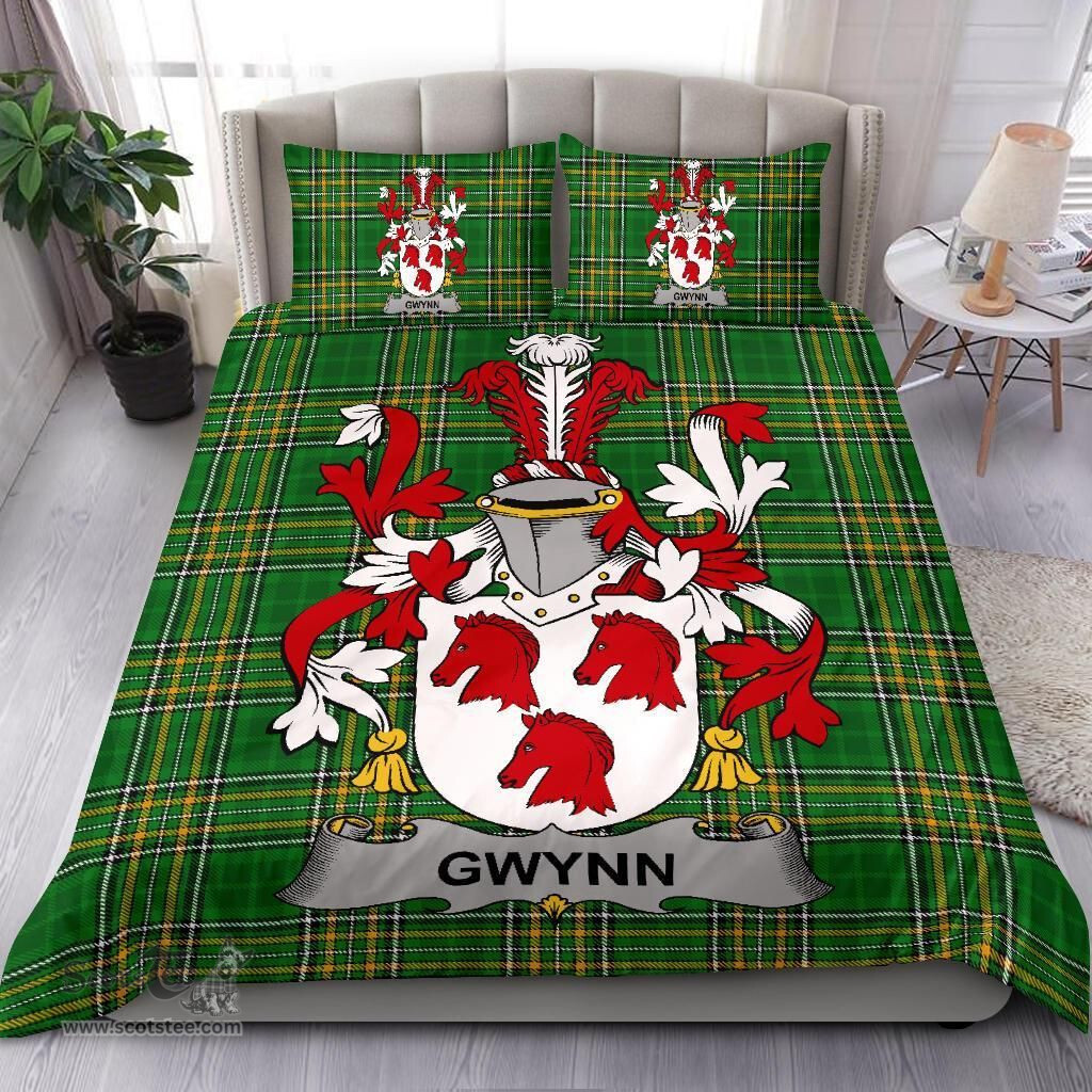 Irish Gwynn Coat of Arms Family Crest Ireland Bedding Set Irish National Tartan Irish County Bedding Set Duvet Covers