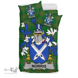 Irish Norris Coat of Arms Family Crest Ireland Bedding Set Irish National Tartan Irish County Bedding Set Duvet Covers