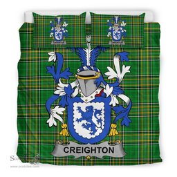 Irish Creighton Coat of Arms Family Crest Ireland Bedding Set Irish National Tartan Irish County Bedding Set Duvet Covers