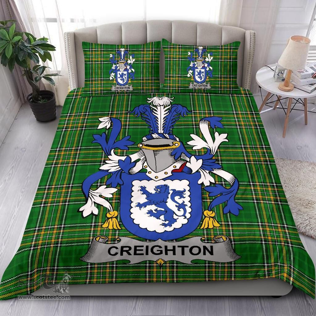 Irish Creighton Coat of Arms Family Crest Ireland Bedding Set Irish National Tartan Irish County Bedding Set Duvet Covers