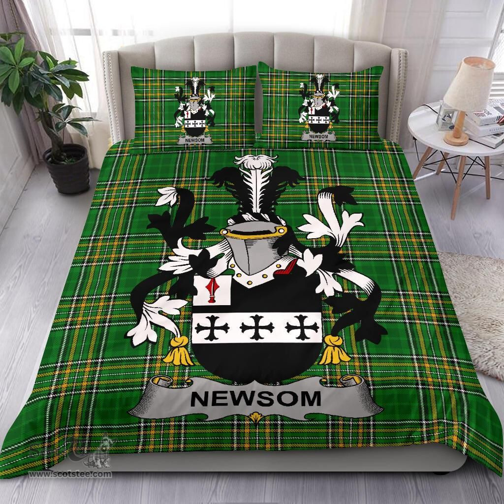Irish Newsom or Newsam Coat of Arms Family Crest Ireland Bedding Set Irish National Tartan Irish County Bedding Set Duvet Covers