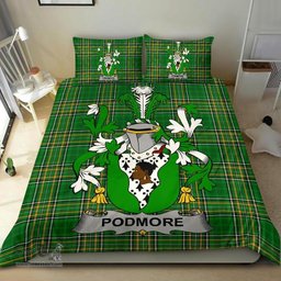 Irish Podmore Coat of Arms Family Crest Ireland Bedding Set Irish National Tartan Irish County Bedding Set Duvet Covers