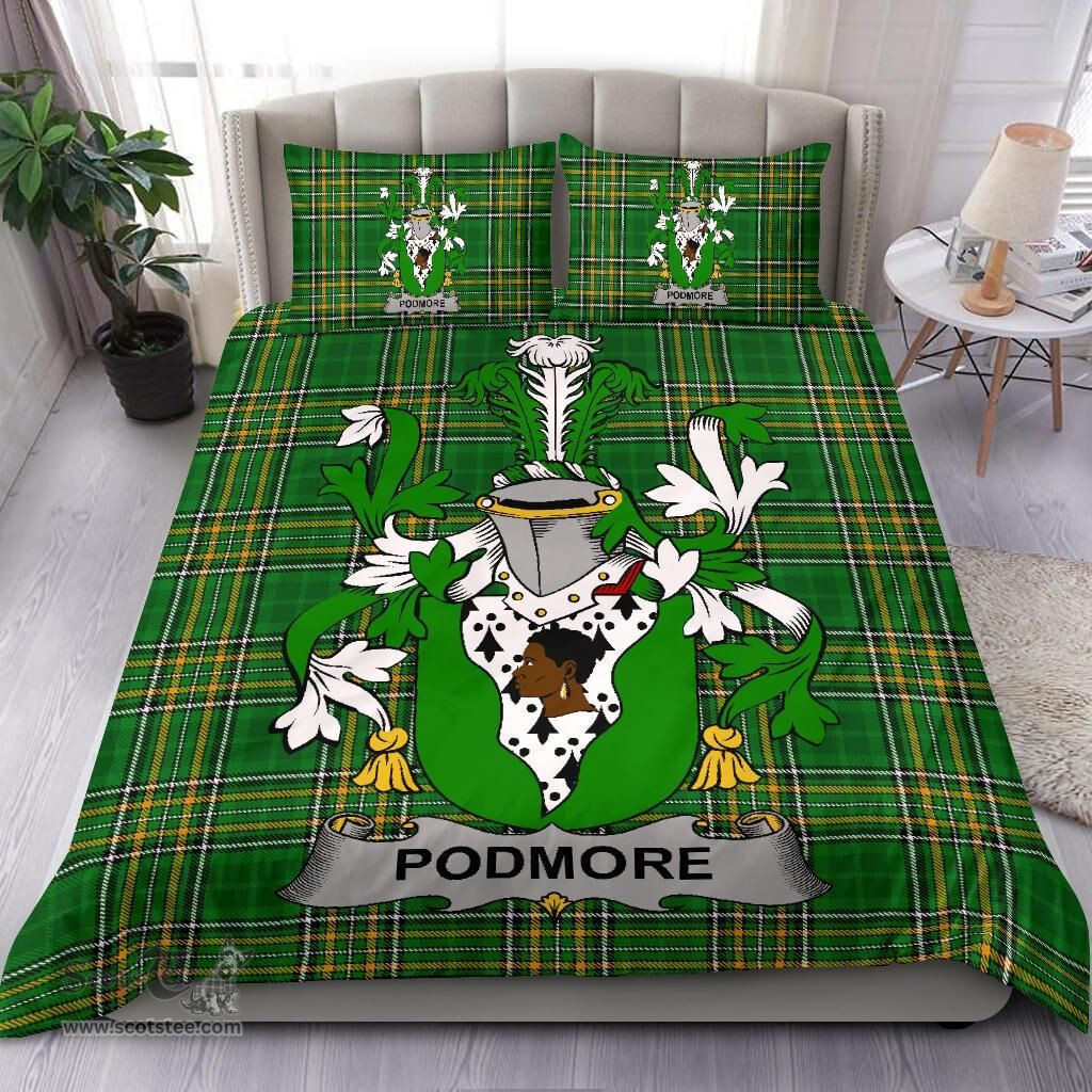 Irish Podmore Coat of Arms Family Crest Ireland Bedding Set Irish National Tartan Irish County Bedding Set Duvet Covers