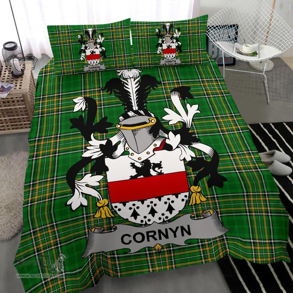Irish Cornyn or O'Cornyn Coat of Arms Family Crest Ireland Bedding Set Irish National Tartan Irish County Bedding Set Duvet Covers