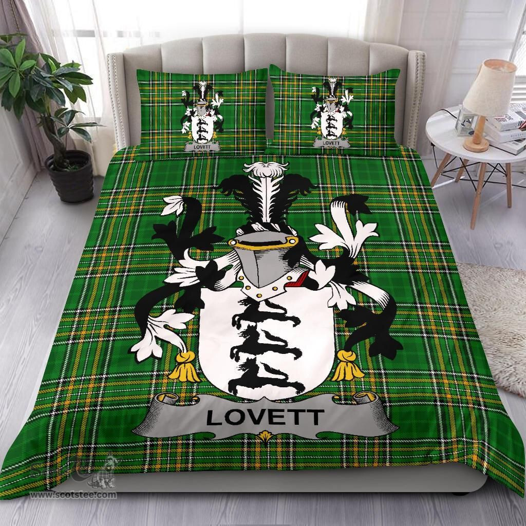 Irish Lovett Coat of Arms Family Crest Ireland Bedding Set Irish National Tartan Irish County Bedding Set Duvet Covers