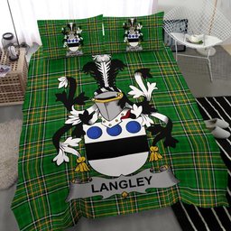 Irish Langley Coat of Arms Family Crest Ireland Bedding Set Irish National Tartan Irish County Bedding Set Duvet Covers